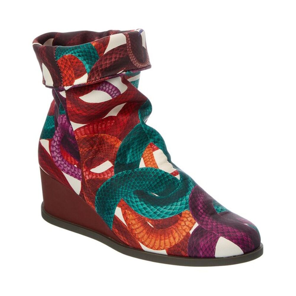 Arche Okoarc Leather Wedge Boot, Red